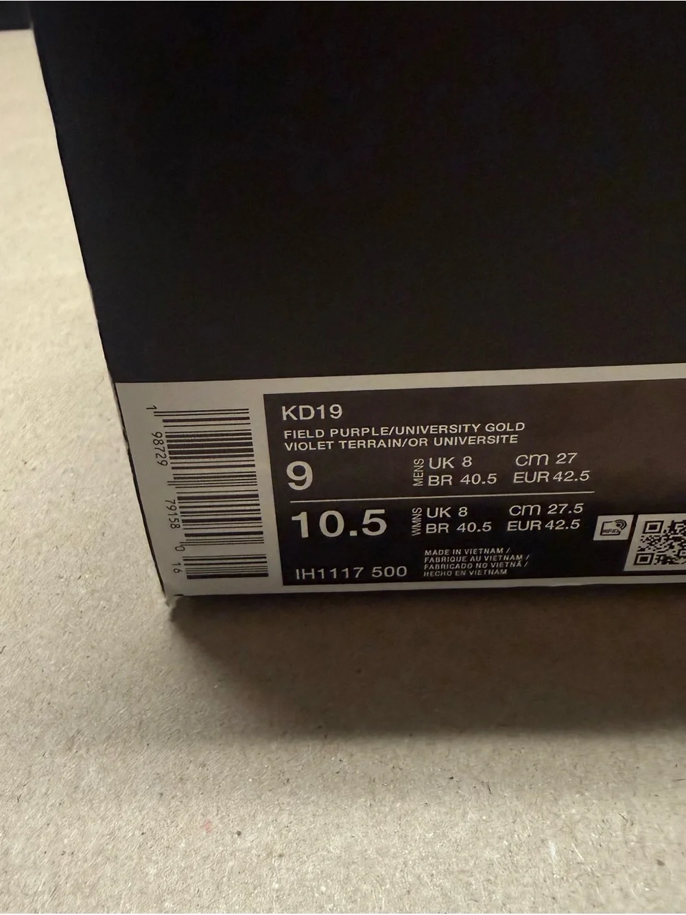 Nike KD 19 Kevin Durant Field Purple Men’s size 9 Basketball shoes NEW!